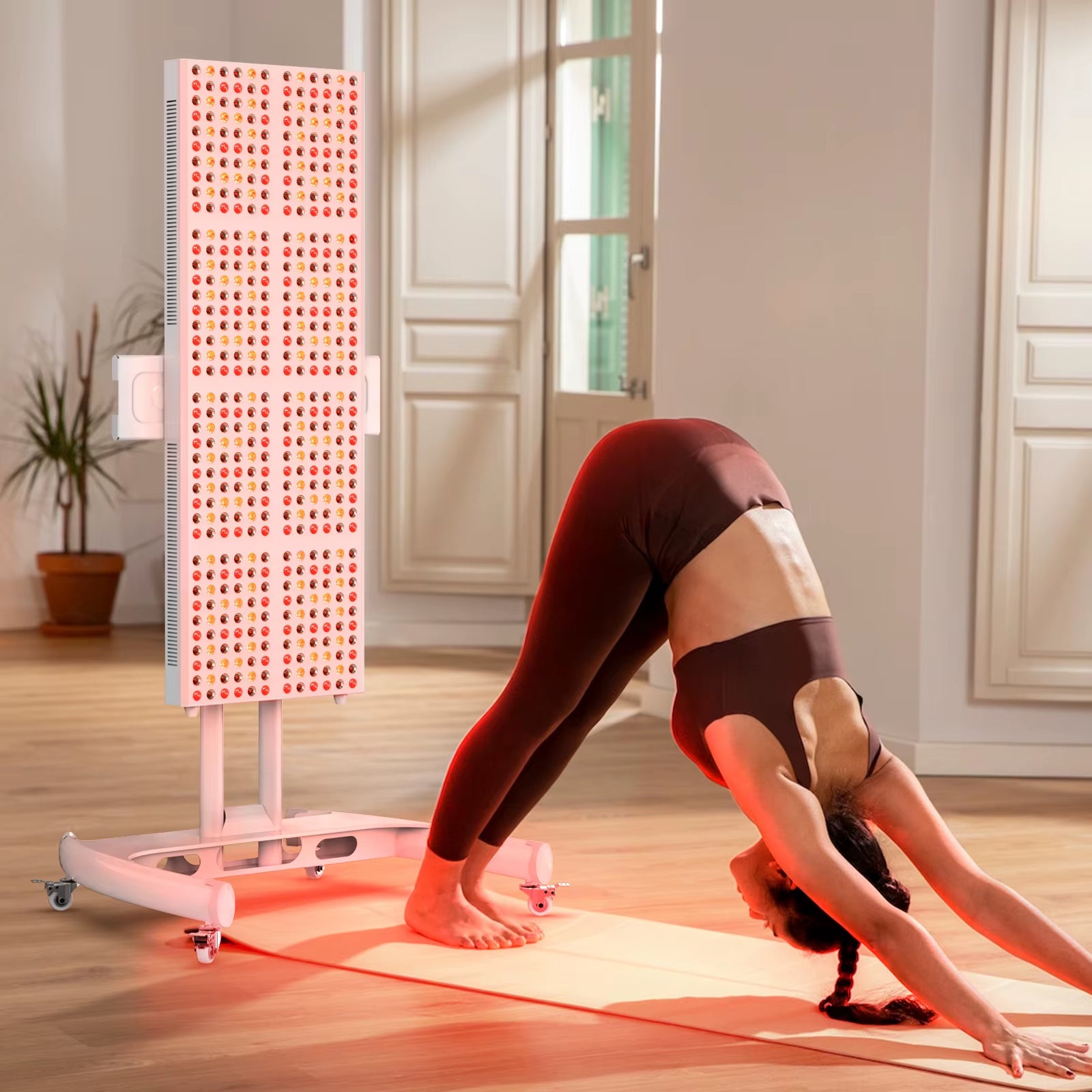 Bonliter Full Body Led Red Light Panel Stand up Vertical Horizontal Red Light Therapy Stand Adjustable Height Mobile Floor Stand