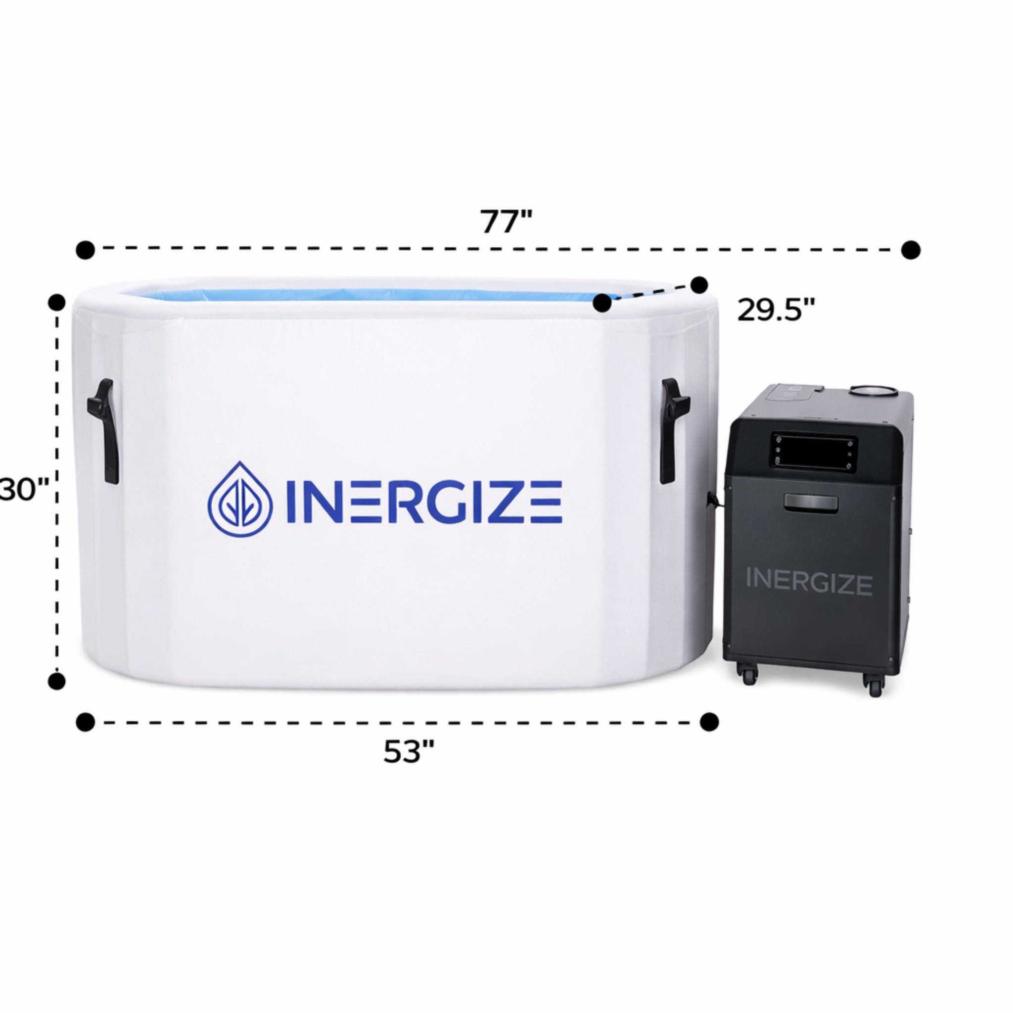 Inergize Cold Plunge Elite Tub — 0.8HP Chiller, 37°F–104°F, Quad Filtration, App-Controlled, Fits 6'5" / 300 lbs