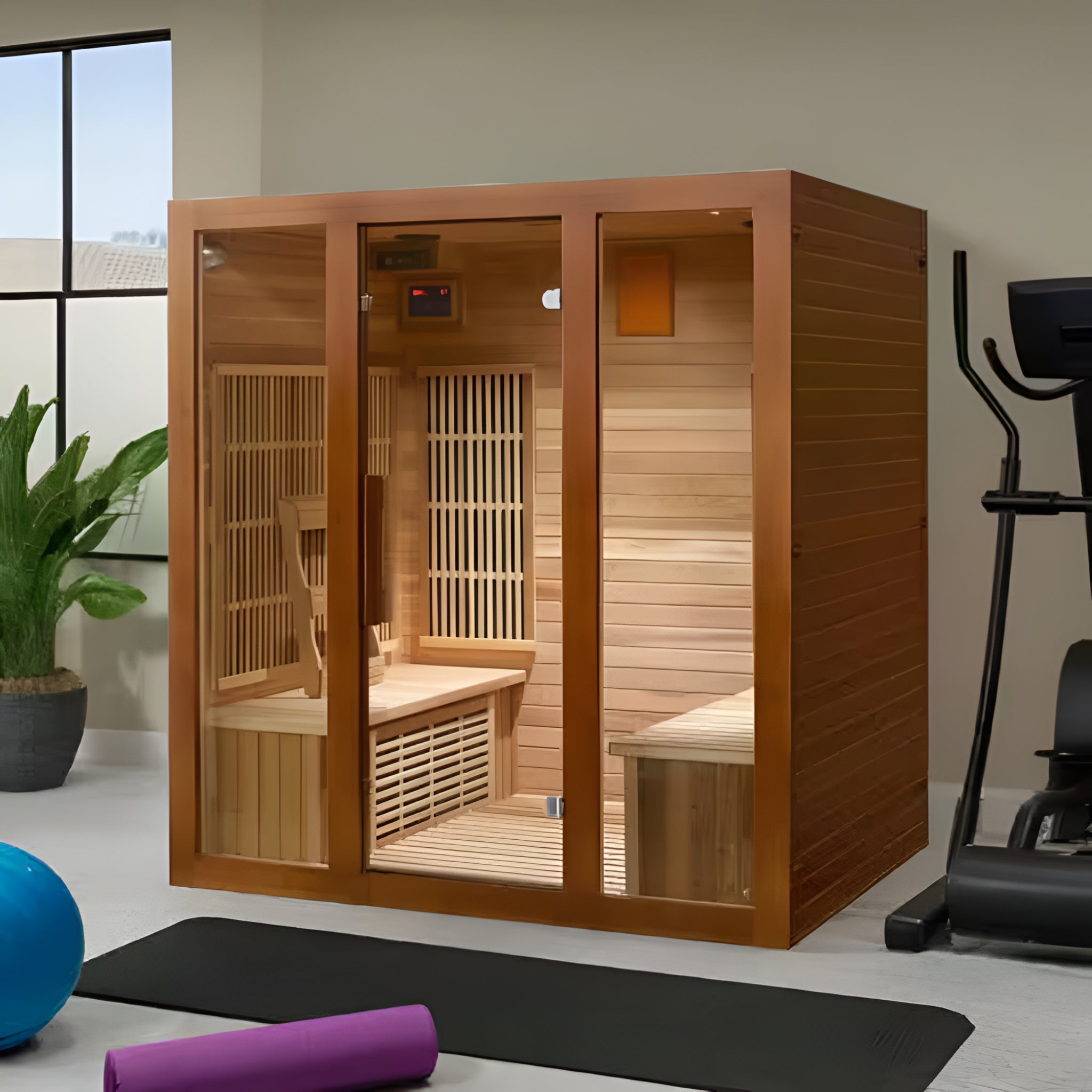 4-Person Cedar Wood Indoor Infrared Sauna — 10 Carbon FAR Infrared Heaters, CSA Certified, ETL Listed