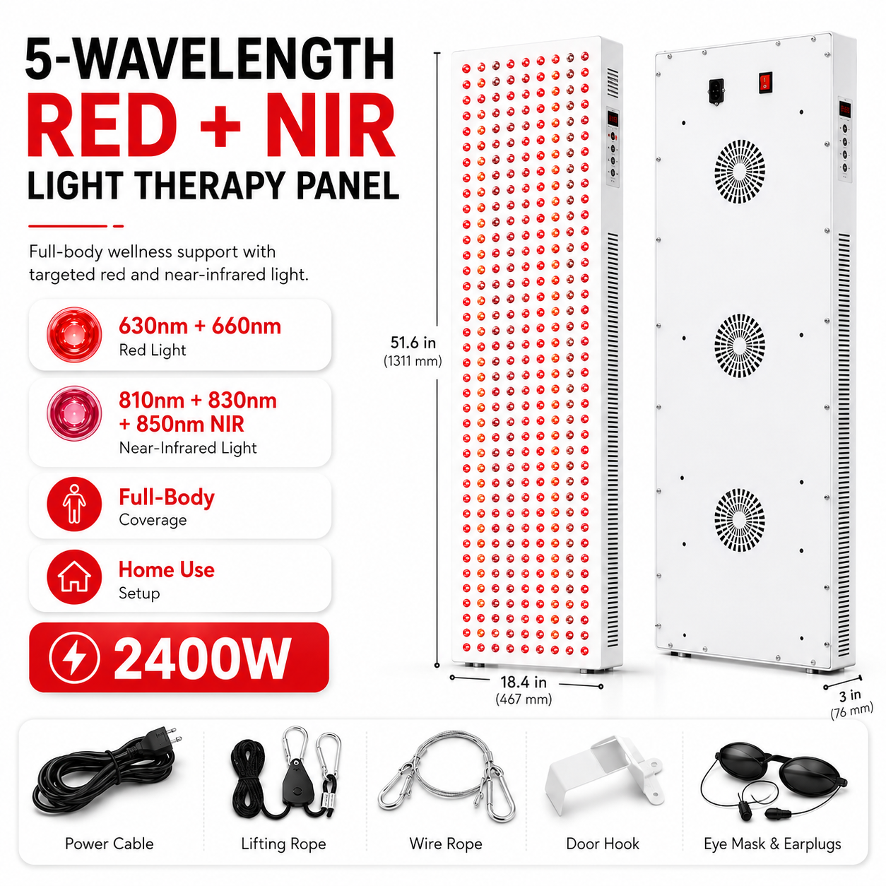 iReliev 2400W — Full-Body Red Light Panel