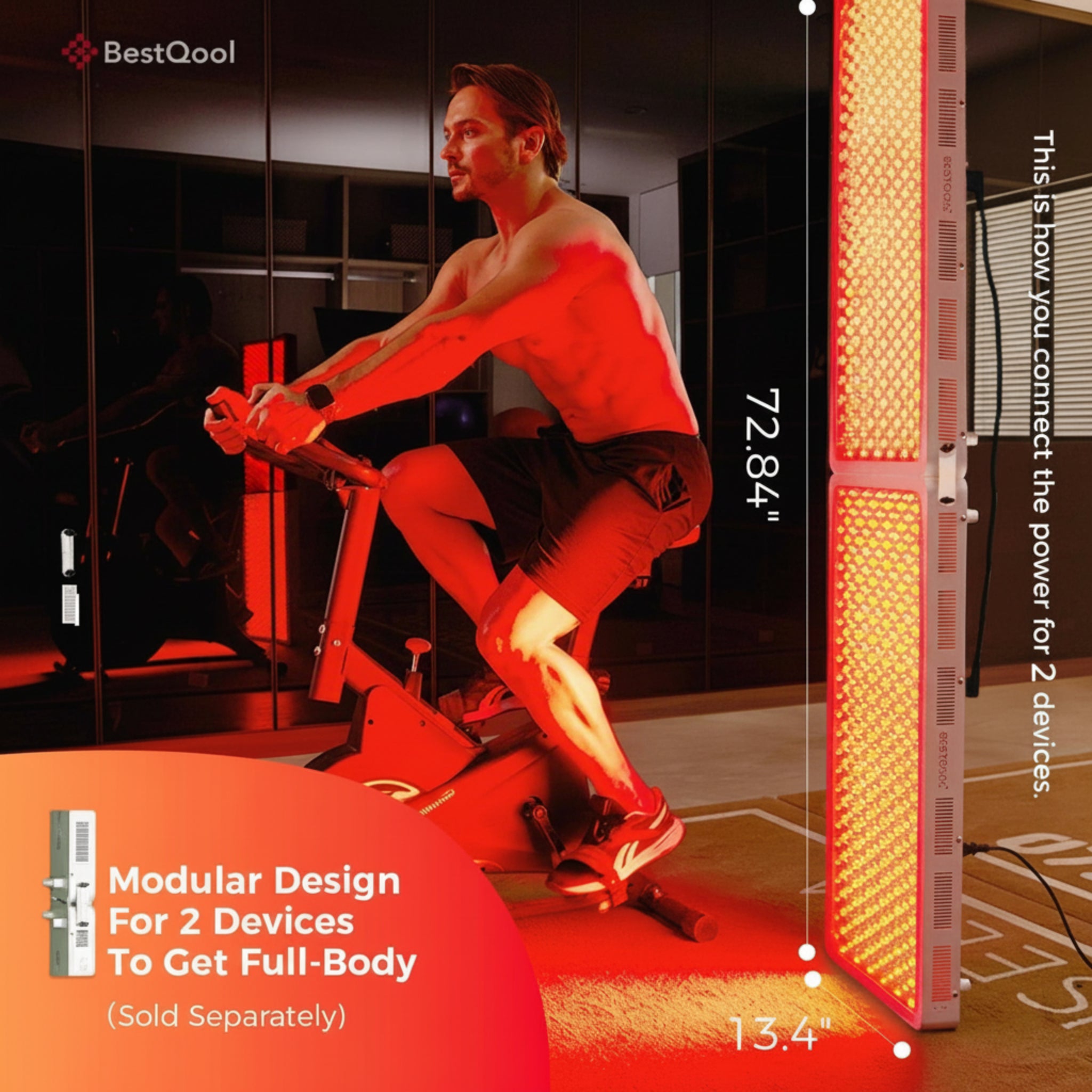 Full Body Red Light Therapy Panel — 4 Wavelengths 630nm 660nm 850nm 940nm — 300 Dual Chip LEDs — 466W — Modular Design