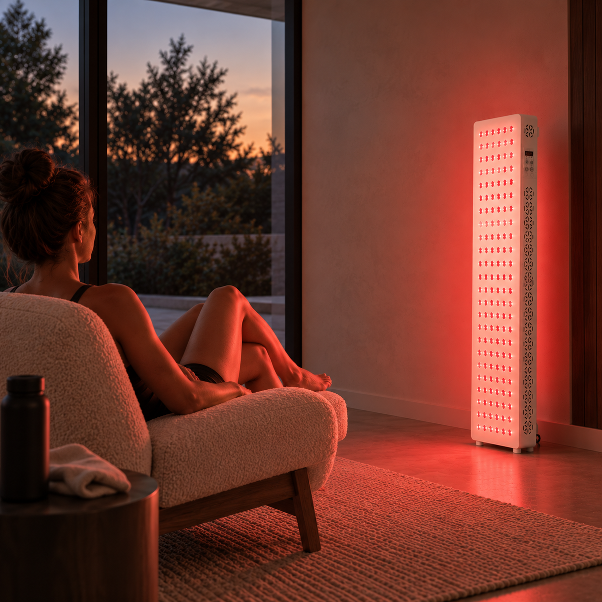 Red Nova Compact 900 panel positioned in a home relaxation nook