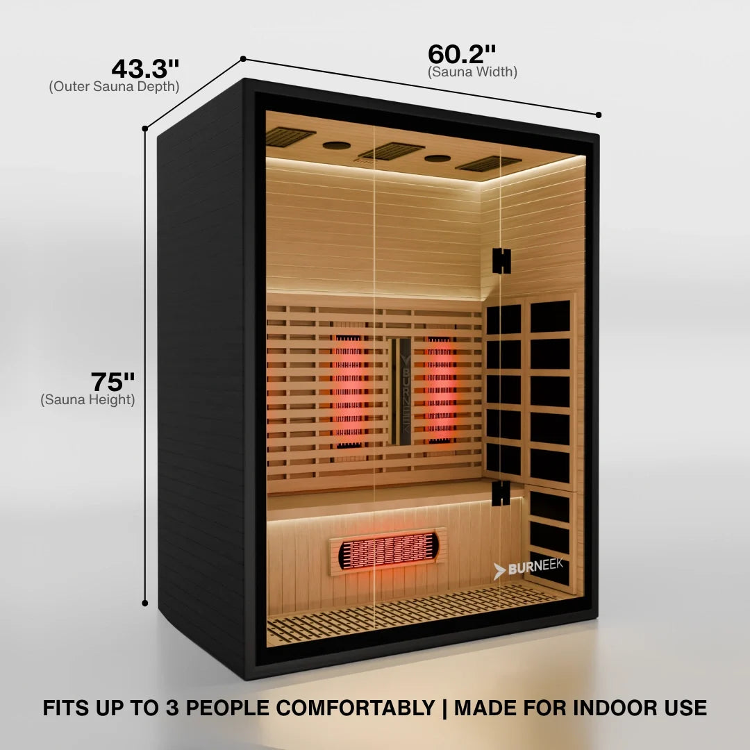 Burneek® Onyxeek: 3-Person Full-Spectrum Quartz Infrared Sauna