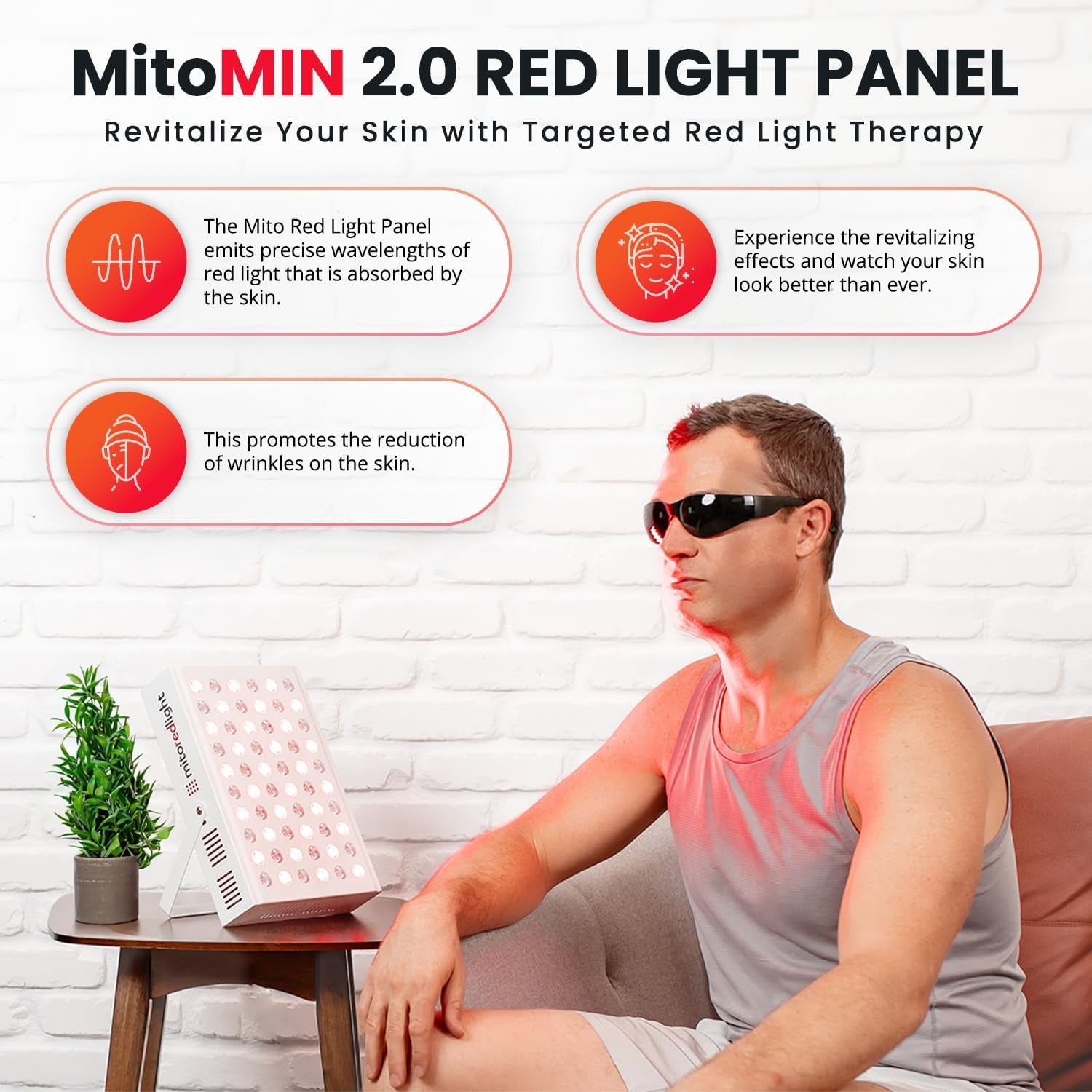 – Mitomin 2.0 Red Light Panel – Red Light Therapy for Face and Neck – Red Light & near Infrared Red Light Therapy – At-Home Red Light Therapy for Body