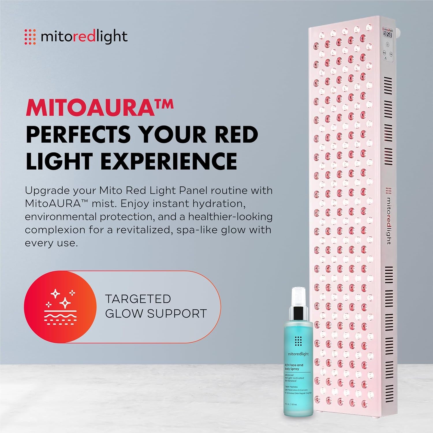 – Mitomax 2.0 Red Light Panel – Red Light Therapy for Face and Neck – Red Light & near Infrared Red Light Therapy – At-Home Red Light Therapy for Body