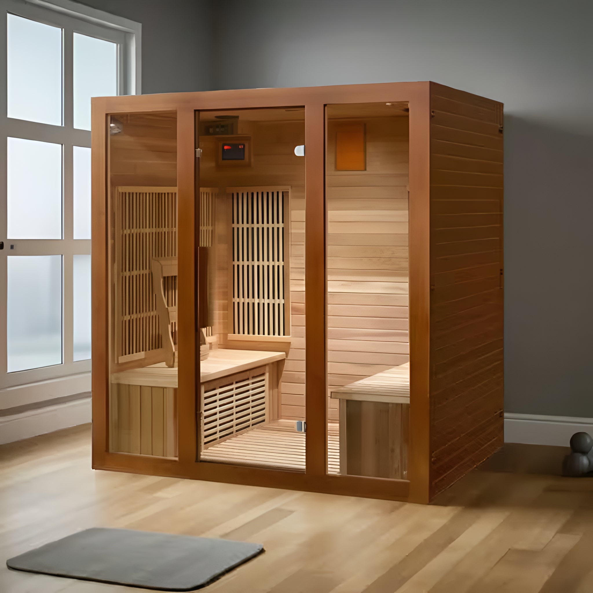 4-Person Cedar Wood Indoor Infrared Sauna — 10 Carbon FAR Infrared Heaters, CSA Certified, ETL Listed