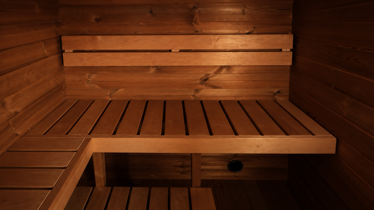 SaunaLife CL3G interior bench with warm LED lighting