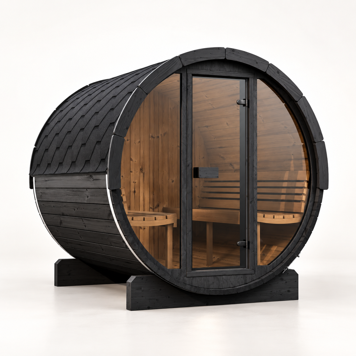 E7G 4-Person Outdoor Traditional Barrel Sauna
