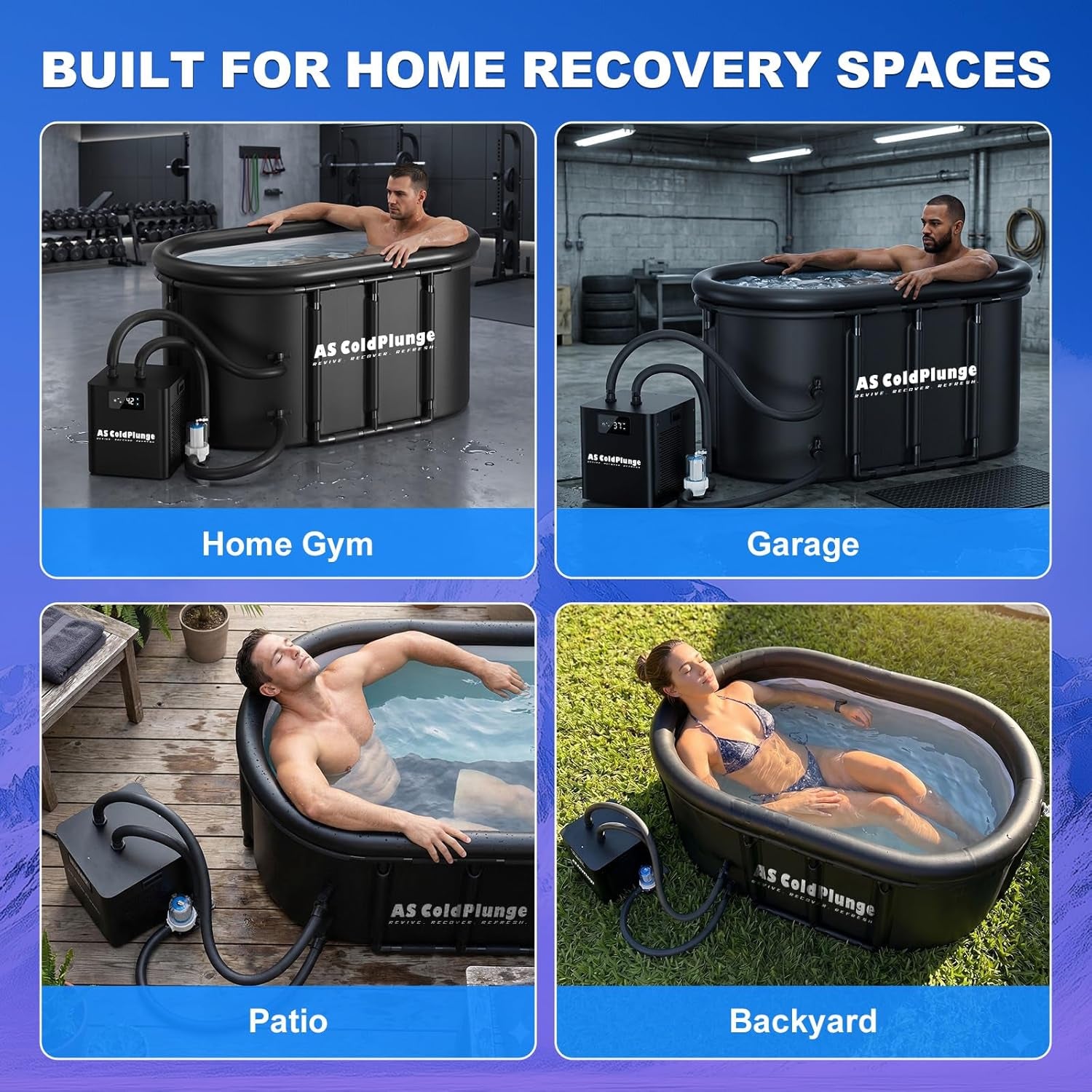 1/3 HP Ice Bath Chiller & 148 Gal Oval Cold Plunge Tub Kit | Cold Plunge Chiller with External Pump & Filter, XXL Upgraded Ice Pod, Cold Plunge Tub with Chiller for Cold Therapy Recovery