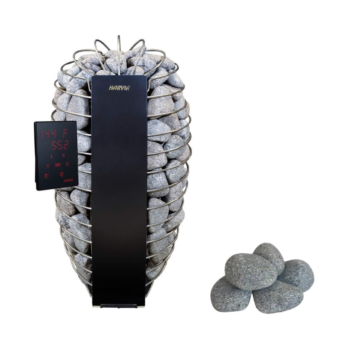 Harvia Spirit SP80E heater with Xenio control and sauna stones