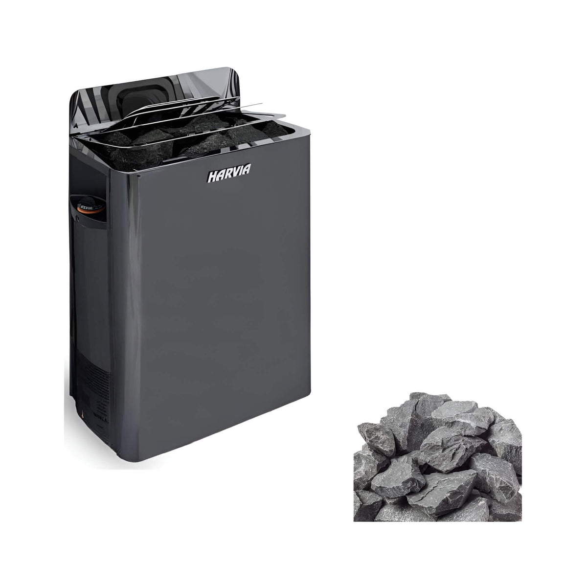 Harvia The Wall SW80 heater, black finish, with sauna stones