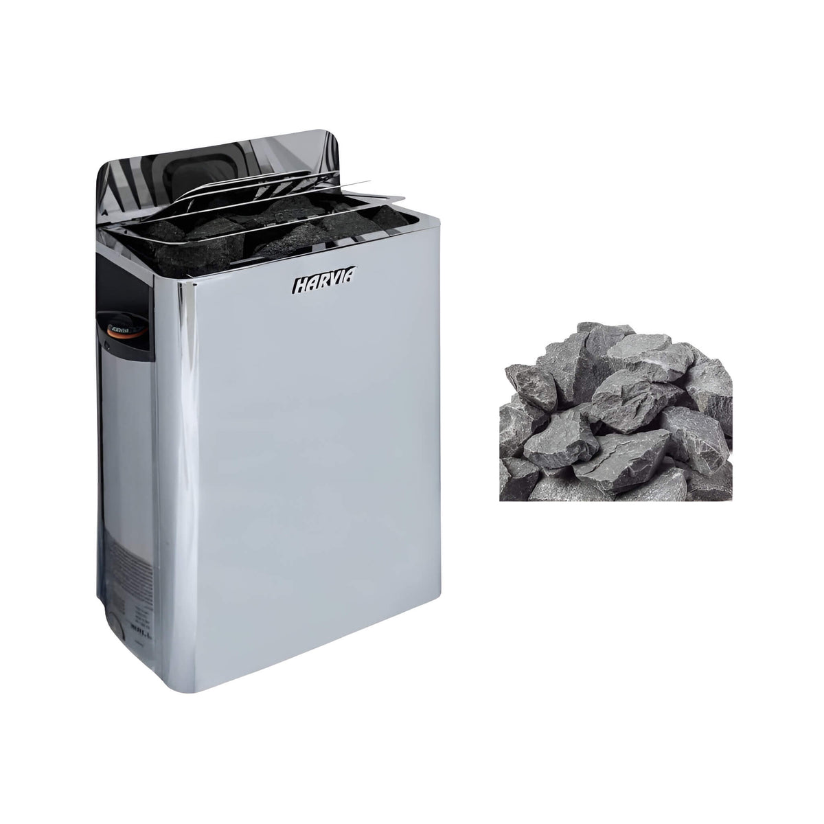 Harvia The Wall SWS80 heater, steel finish, with sauna stones