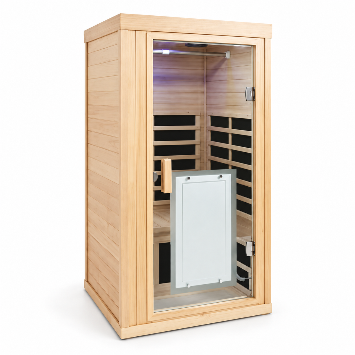 1 Person Indoor FAR Infrared Sauna, Canadian Hemlock, 7 Heaters, ETL & cETL Listed, 120V, 1700W