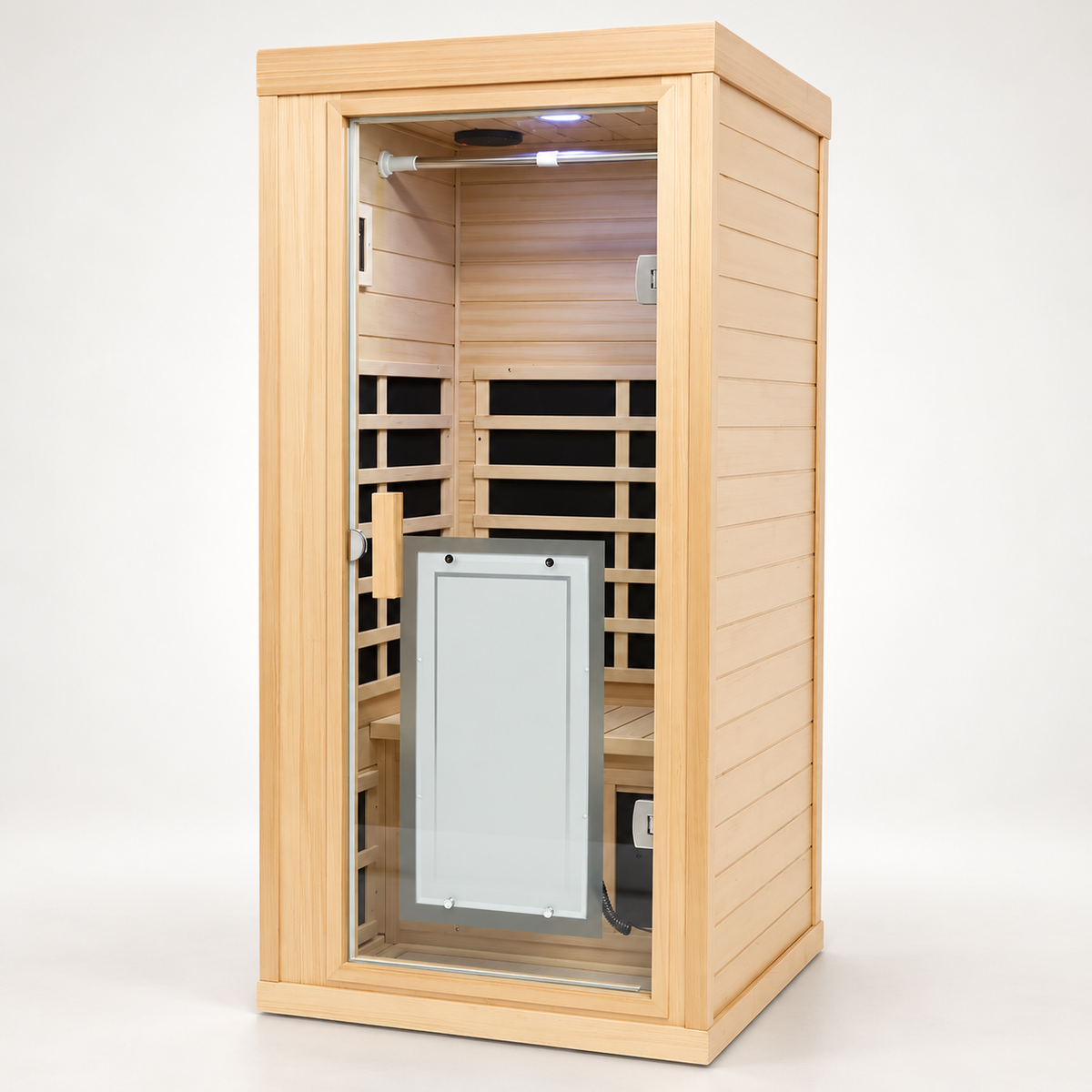 1 Person Indoor FAR Infrared Sauna, Canadian Hemlock, 7 Heaters, ETL & cETL Listed, 120V, 1700W