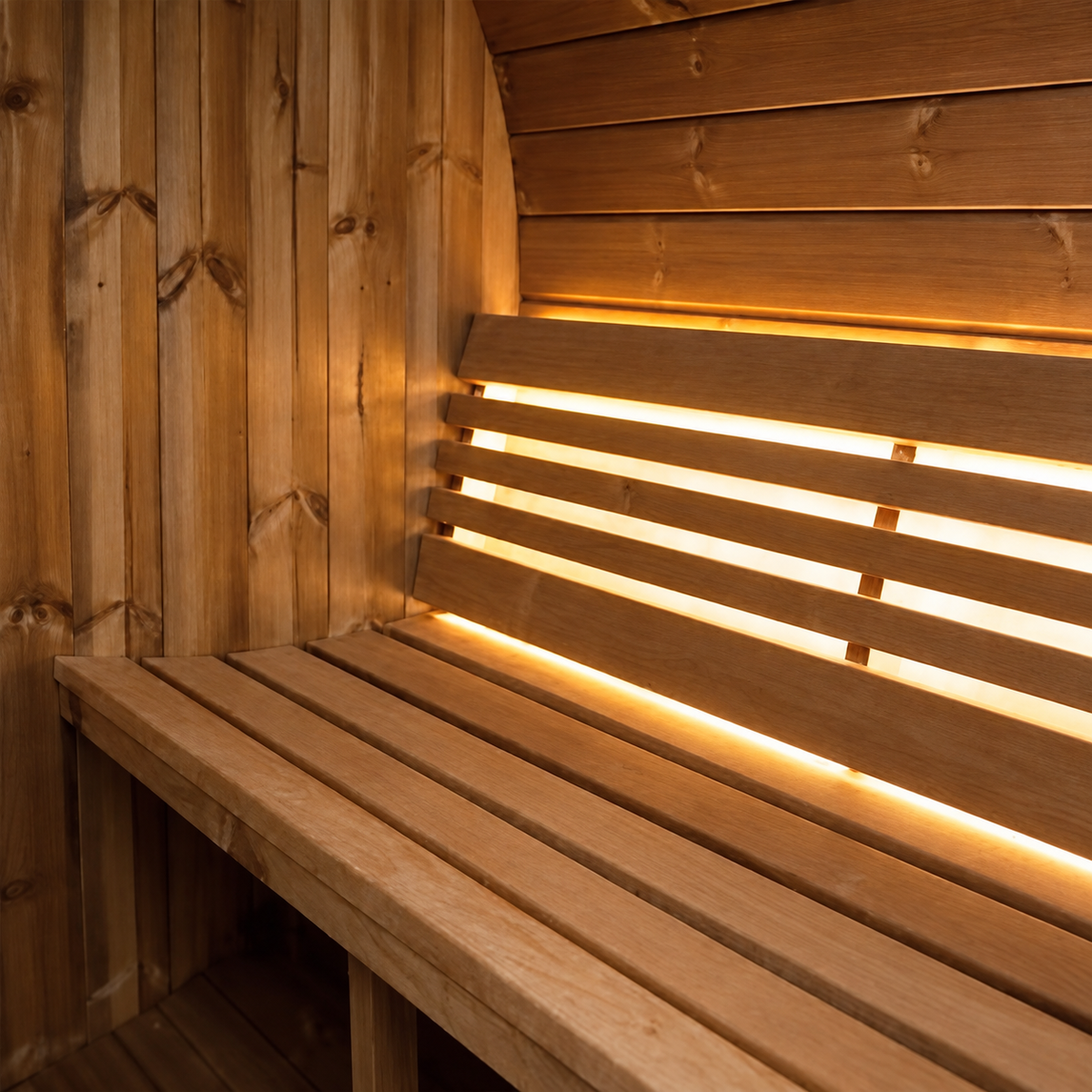 SaunaLife E7G bench and backrest with LED lighting